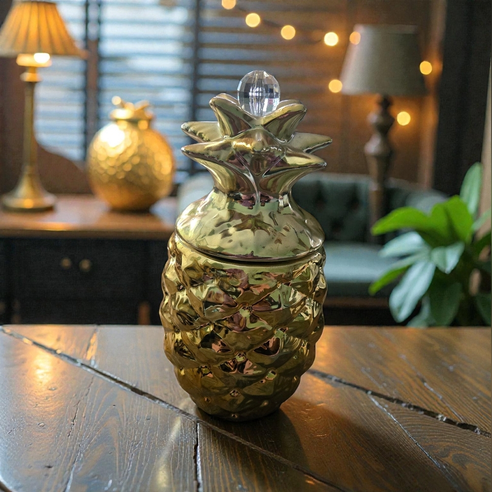 Gold Pineapple Decorative Canister